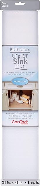 Con-Tact Waterproof Protective Liner for Under Kitchen Sink, Bathroom, Laundry Room Non-Adhesive Undersink and Vanity Mat, 24" x 48", Clear