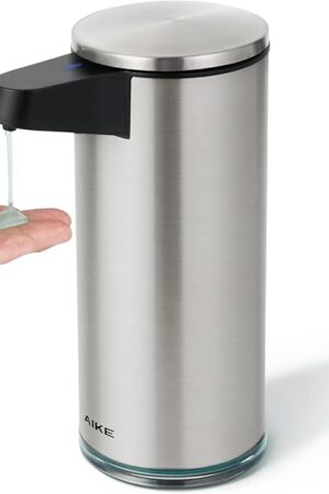 AIKE SensePro Automatic Soap Dispenser Type-C Rechargeable, Brushed Stainless Steel Finish 12.8 fl.oz. for Liquid Soap