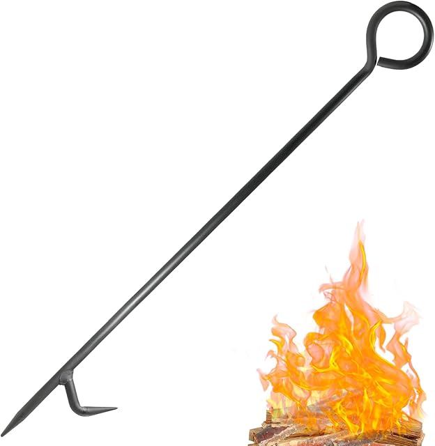 Fire Poker for Fireplace. 32 in Heavy Duty Fireplace Poker. Wrought Iron Steel Fire Pit Poker. Rust Resistant Black Finish Fire Poker. Fireplace Fire Pit Tools (32 Inc)