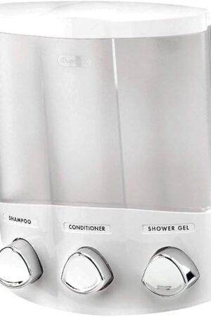 Better Living Products, White 76354 Euro Series TRIO 3-Chamber Soap and Shower Dispenser