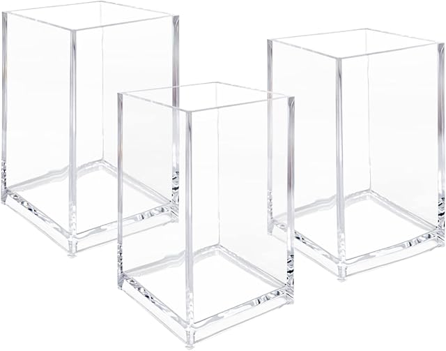 Clear Acrylic Cosmetic Pencil Pen Holder Cup Clear Makeup Brush Holder Acrylic Brushes Storage