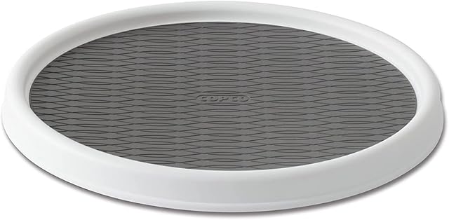 Copco Basics Non-Skid Pantry Cabinet Lazy Susan Turntable, 12-Inch, White/Gray, 1 Count (Pack of 1)