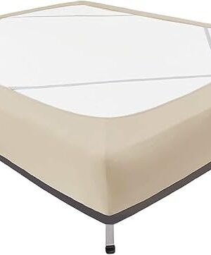 Biscaynebay Decorative Box Spring Cover Queen Size, Light Camel Luxurious Jersey Knitting Stretchy Wrap Around 4 Sides Bed Skirt for Home/Hotels, Easy Fit Wrinkle & Fade Free Machine Washable