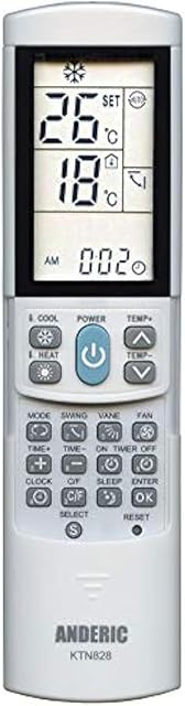 Anderic KTN828 Universal Mini-Split Air Conditioner Remote Control - Works Most Major Brands: Lennox, Samsung, Kenmore, Toshiba, Sanyo, Haier, Mitsubishi, Frigidaire, Hitachi, LG, Panasonic, Sharp