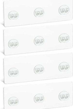 4 PCS Transparent Shower Caddy Adhesive Replacement Hook No Drilling