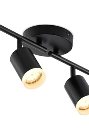 Bojim Flexible Led Track Lighting, 4-Light Black Track Lighting Fixtures Ceiling, Ceiling Spotlight with Foldable Light Arms for Kitchen, Closet, Bedroom(GU10 Socket, Bulbs Not Included)
