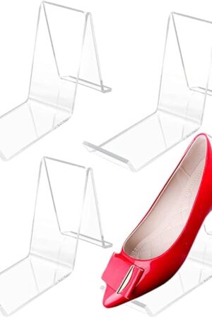 Wresty 2 Pair/4 Pcs Acrylic Shoe Store Display Stands Clear Sandal Display Stands High Heel Display Rack Holder for Home Shopping Malls