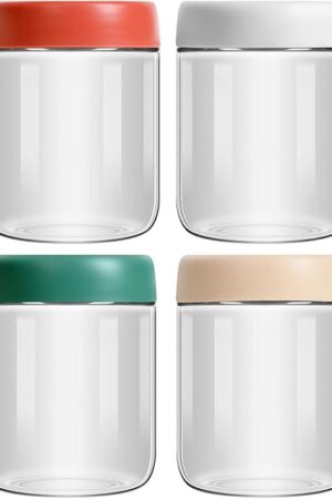 4-Pack Overnight Oats Containers with Lids 16oz Glass Mason Jars Meal Prep Salad Food Cereal Snacks Pudding Yogurt Storage