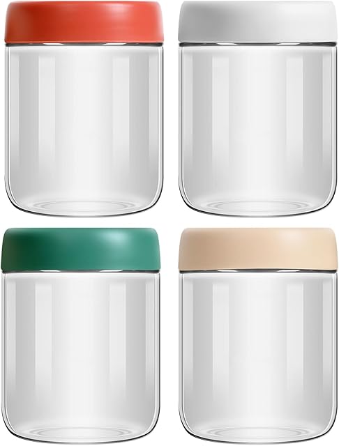 4-Pack Overnight Oats Containers with Lids 16oz Glass Mason Jars Meal Prep Salad Food Cereal Snacks Pudding Yogurt Storage