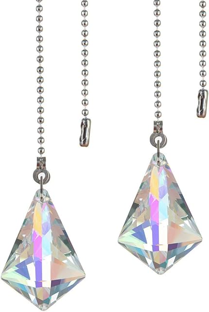 2 PCS Crystal AB Coating Ceiling Fan Pull Chain Extender Prisms Drop Gifts