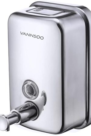 Commercial Soap Dispenser Wall Mount Stainless Steel Manual Liquid Pump Rust-Proof Leak Free for Bathroom (17 fl oz / 500ml)