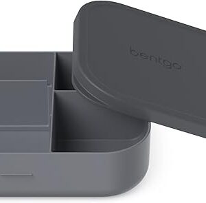 Bentgo® Modern Tray with Matte Lid - Reusable, BPA-Free, Meal Prep Containers for Adults with Removable Divider - 3 or 4 Compartments for Healthy Portioned Meals At Home & On the Go (Dark Gray)