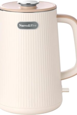 1.7L (57oz) Large Electric Kettle Perfect for 7+Cups of Tea and Coffee,2 quarts Double Wall Big Electric Tea Kettle,Auto Shut Off,1200W Hot Water Kettle Electric -Cream White