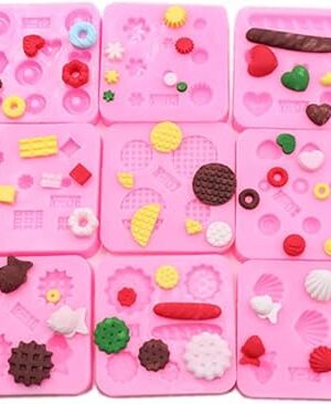 Cestony 13Pes Mini Silicone Molds for DIY Cake Fondant Biscuit Cookies Sugar Pudding Chocolate Hard Candies Dessert Candle Decor