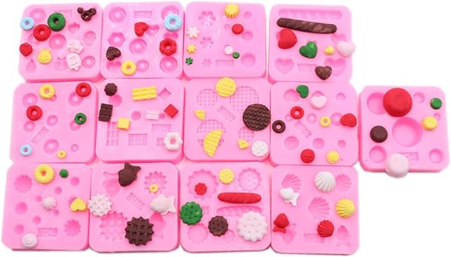 Cestony 13Pes Mini Silicone Molds for DIY Cake Fondant Biscuit Cookies Sugar Pudding Chocolate Hard Candies Dessert Candle Decor