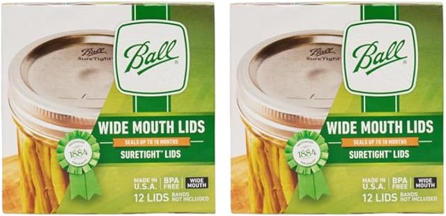 Ball Wide Mouth Mason Jar Lids 12-Count per Pack (2-Packs Total)