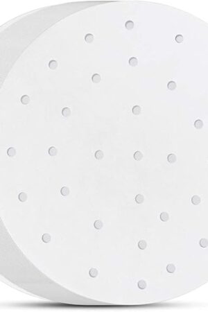 Air Fryer Parchment Paper, Set of 200, 8 inch Round Air Fryer Liners/Dumpling Steam Paper/Perforated Bamboo Steamer Liners for Airfryer, Steaming Basket and More (5/6/7/9/10in Available)