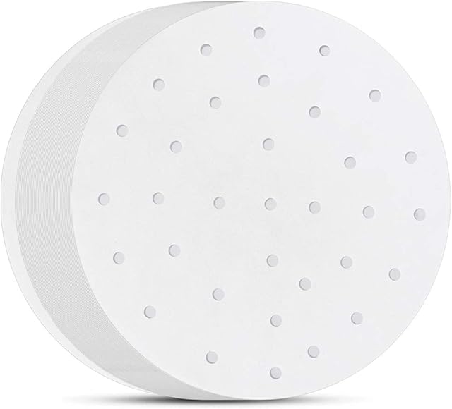 Air Fryer Parchment Paper, Set of 200, 8 inch Round Air Fryer Liners/Dumpling Steam Paper/Perforated Bamboo Steamer Liners for Airfryer, Steaming Basket and More (5/6/7/9/10in Available)