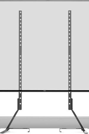 Amazon Basics Universal TV Stand, Black - Height Adjustable up to 77 inch, Compatible with soundbars, Hold up to 80 lbs
