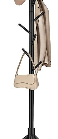 Coat Rack, Freestanding Coat Rack with 8 Hooks and 3 Adjustable Size Tree Coat Racks for Bedroom, Hallway, Entrance, Office, for Hats, Coats, Scarves, Handbags