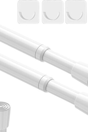 AIZESI 2pcs Spring Tension Rods Adjustable 26 to 39 inch Small Tension Curtain Rod No Drilling Expandable Spring Loaded Curtain Rod,Suitable for Doors and Windows 28 to 36 inch, White