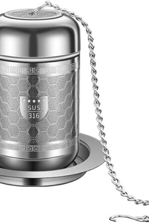 316 Stainless Steel Tea Strainers for Loose Tea with Drip Trays, Extra Fine Mesh Tea Infuser, Loose Leaf Tea Steeper (1 Pack - Small)