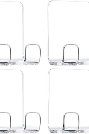 Clear Adhesive Hooks for Shower Wall Shaver Holder Razor Holder Storage Holders for Phone, Bathtub Organizers and Storage Shower Hook Kitchen Organizer for Razor Plug Towel (Clear-4pcs)