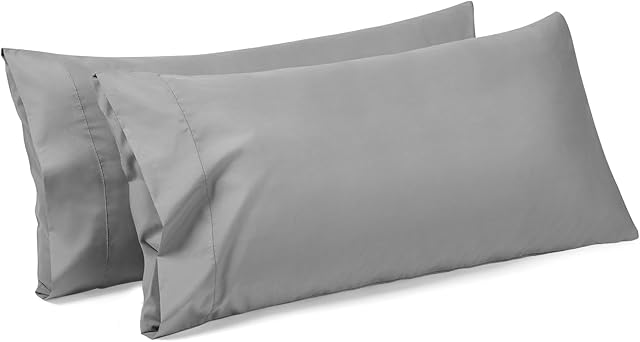 Comfyanno King Size Pillow Cases Set of 2, Soft & Breathable Pillowcases, Envelope Closure, Wrinkle-Free, Fade & Stain Resistant, Brushed Microfiber Fabric, Bed Pillow Covers - 20? x 40?, Gray