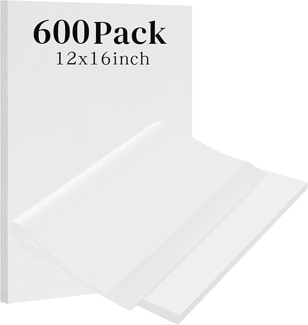 600Pcs Parchment Paper Sheets for Baking, 12 x 16 Inch, White, Non-Stick Precut Half Sheet Parchment Paper for Baking, Cooking, Air Fryer, Oven