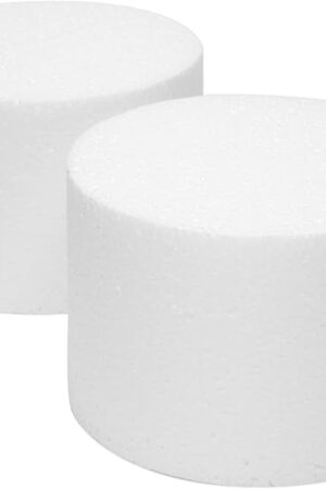 Bright Creations 2-Pack Foam Cake Dummies, 6 x 4 In - Round Foam Cylinders for Cake Decorating, Crafts, Fake Display Models for Parties, Weddings & Anniversaries