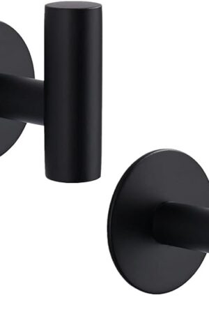 Adhesive Hooks Heavy Duty Wall Hooks Stainless Steel Waterproof Shower Hook, Adhesive Holder Coat Hook for Hanging, Wall Mounted Towel Hooks for Bathroom Glass Window- 2 Pack