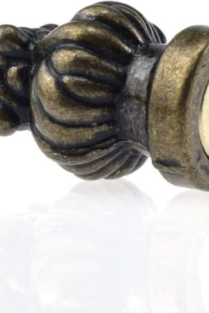 Antique Brass Lamp Finial Cap Knob Retro Lamp Finial Decoration with Dual-Thread Screw for Lamp Shade, Fit Both 3/8" and 1/4-27, 1 Pack