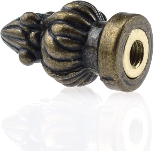 Antique Brass Lamp Finial Cap Knob Retro Lamp Finial Decoration with Dual-Thread Screw for Lamp Shade, Fit Both 3/8" and 1/4-27, 1 Pack