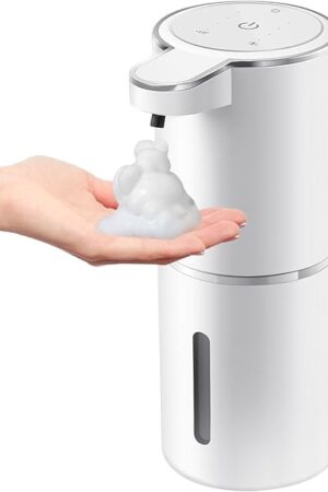 Automatic Foaming Soap Dispenser, 4-Level Adjustable Foam, Wall Mount, USB Rechargeable, 12.8oz/380ml, Touchless Hand & Dish Soap Dispenser for Bathroom, Kitchen, Hotel, Restaurant