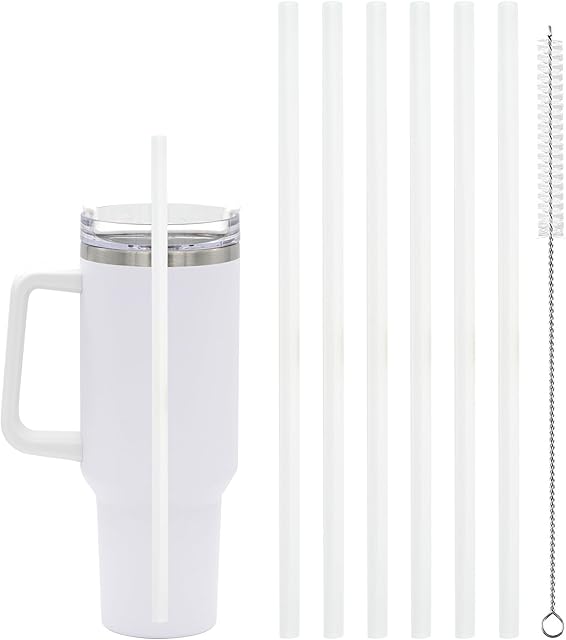 6 Pcs Replacement Straw for Stanley Adventure Quencher 40 oz 30 oz Cup Tumbler,Straws with Cleaning Brush for Stanley Accessories