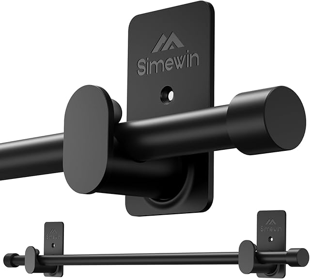 Curtain Rods No Drilling for Windows 30 to 45 Inches,5/8 Inch Diameter No Drill Small Curtain Rod Set with 3M Adhesive Brackets, Black