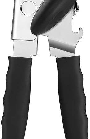 Can Opener Manual Heavy Duty, UHIYEE Hand Held Can Openers for Seniors with Comfort Grip Sharp Blade, Solid Steel Hand Manual Can Open with Magnet for Kitchen Camping, Black