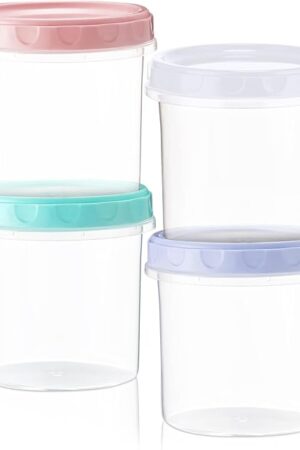 4 Pack 16Oz (500ML) Freezer Storage Containers - airtight Plastic Food Storage with Twist Top Lids