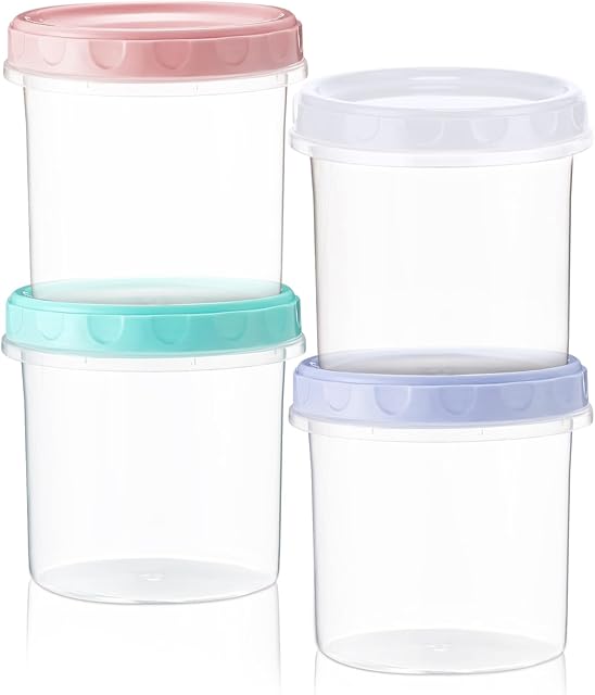 4 Pack 16Oz (500ML) Freezer Storage Containers - airtight Plastic Food Storage with Twist Top Lids