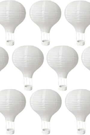 10Pack 12 Inch Hanging Hot Air Ballon White Paper Lanterns Set Reusable Party Ball Lamps for DIY Craft Wedding Birthday Engagement Baby Shower Party Home Classroom Décor Decorations
