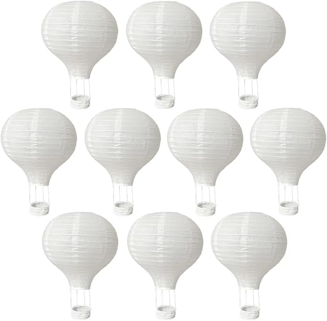 10Pack 12 Inch Hanging Hot Air Ballon White Paper Lanterns Set Reusable Party Ball Lamps for DIY Craft Wedding Birthday Engagement Baby Shower Party Home Classroom Décor Decorations
