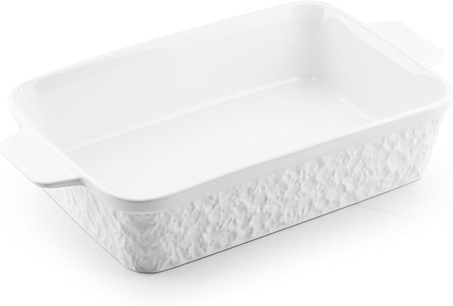 Casserole Dish for Oven, 4.2 QT Baking Dish, 9x13 Large Porcelain Baking Pan, Durable Rectangular Lasagna Pan Deep with Handles, Microwave Oven Safe