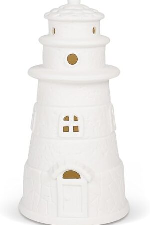 White Ceramic Lighthouse Statue Lamp - Light House Book Shelf Decor Aesthetic,Beach Themed Room Decor,Nautical Coastal Ocean Decor for Home Bedroom Bathroom Living Room