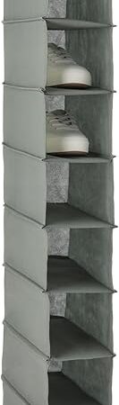 Amazon Basics 8-Tier Hanging Closet Shelf Shoe Organizer, 11.5 x 41 x 5.5 in, Dark Grey