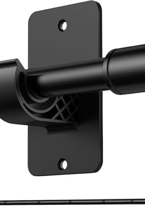 Black Curtain Rods No-Drilling for Windows 48 to 84 Inch - 5/8" Diameter Adhesive Curtain Rod, Splicing Drapery Rod Set with Renter Friendly Adhesive Brackets (Size: 32" - 93")