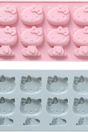 8 Cups Cute Cat Silicone Fondant Cake Mold,Hello ice mold,Kitty White Chocolate tray for Sugarcraft,Birthday Cake Decoration,Gumpaste Icing,Candy Cupcake Topper Decorating and DIY Baking Tools