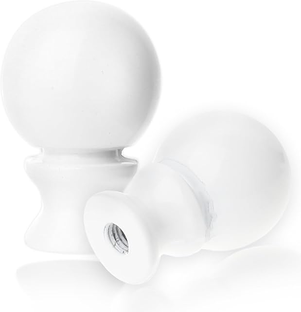2 PCS Lamp Finials 1-1/2 Inch White Ball Knob Lamp Shade Finials for Lamps, Thread Size 1/2-28 Finial Lamp Shade Top Screw Lamp Topper Knob Lamp Decoration Lamp Shade Screw Cap for Table Floor Lamps