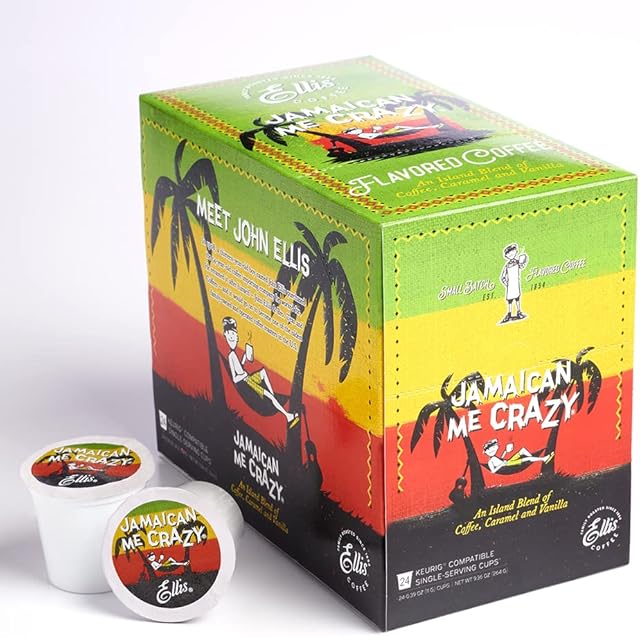 Ellis Coffee - Jamaican Me Crazy® - Flavored Coffee – Single Serve Coffee Pods - For Use in Most K-cups and Keurig 2.0 Brewers - 24 Count