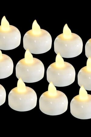 12 Pack Battery Tealights Floating Tea Lights Candles Warm Yellow
