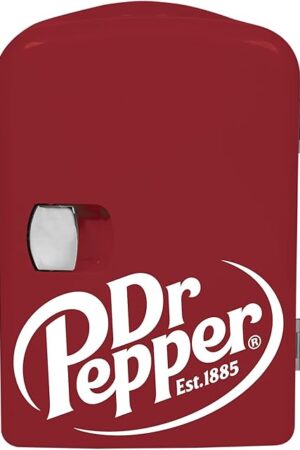 CURTIS MIS135DRP DR. Pepper Mini Portable Compact Personal Fridge Cooler, 4 Liter Capacity, 6 Cans, Makeup, Skincare, Freon-Free & Eco Friendly, Maroon